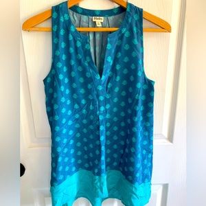 Hatley turquoise blue silk sleeveless women’s tunic top Sz S/P lightweight